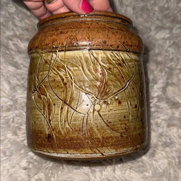 Rustic Signed Artisan Pottery Jar with Cork Lid - Picture 9 of 14